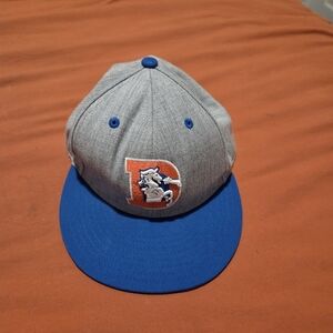 Mitchell & Ness Throwback Denver Broncos D Logo Snap Back Flat Brim Hat 7 3/8